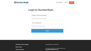 Login | Caller ID Spoofer | Spoof/Fake your caller ID | NumberMask.com