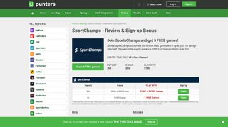 SportChamps Review - Deposit $50 & Get a $50 Bonus - Punters