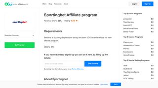 Sportingbet Affiliate program - Online Affiliate World