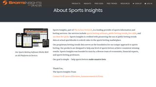 Company | About Sports Insights - Sports Betting Software & Systems