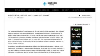 How To Setup & Install Sports Mania Kodi Addons | Best Kodi Addons ...