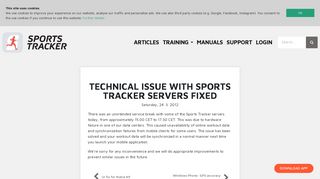 Technical issue with Sports Tracker servers fixed - Sports Tracker