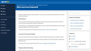 Why is my Account Suspended? – Sportsbet Help Centre