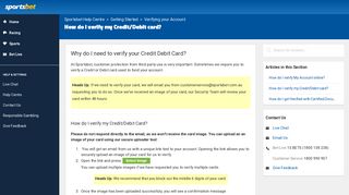 How do I verify my Credit/Debit card? – Sportsbet Help Centre