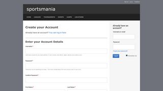 sportsmania : Sign Up