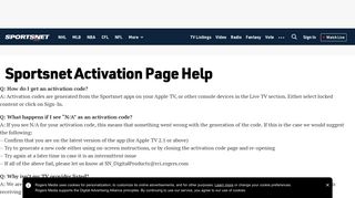 Sportsnet Activation Page Help - Sportsnet.ca