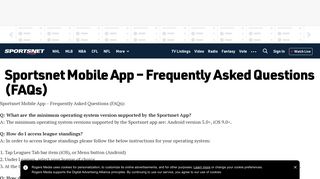 Sportsnet Mobile App – Frequently Asked Questions (FAQs ...