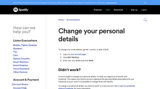 Change your personal details - Spotify