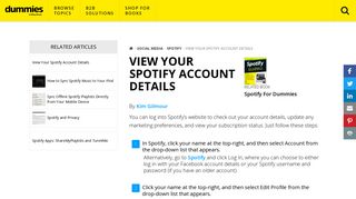 View Your Spotify Account Details - dummies