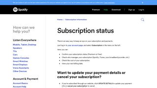 Subscription status - Spotify