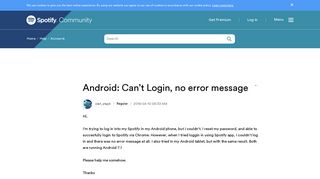 Android: Can't Login, no error message - The Spotify Community