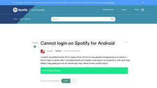 Solved: Cannot login on Spotify for Android - The Spotify Community