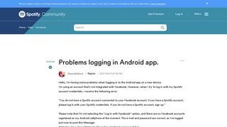 Solved: Problems logging in Android app. - The Spotify Community