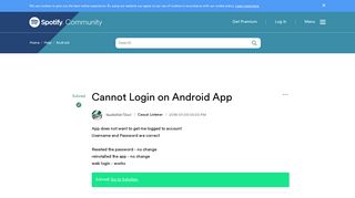 Solved: Cannot Login on Android App - The Spotify Community