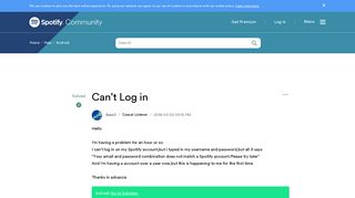Solved: Can't Log in - The Spotify Community