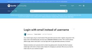 Login with email instead of username - The Spotify Community