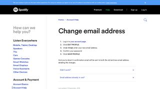 Change email address - Spotify