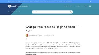 Change from Facebook login to email login - The Spotify Community