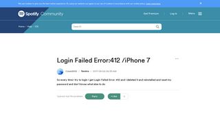 Login Failed Error:412 /iPhone 7 - The Spotify Community