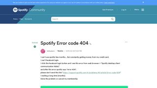 Solved: Spotify Error code 404 - The Spotify Community