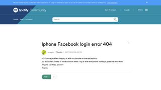 Iphone Facebook login error 404 - The Spotify Community