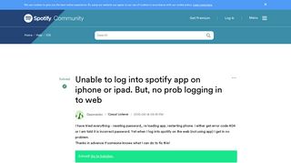 Solved: Unable to log into spotify app on iphone or ipad ...
