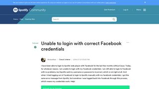 Solved: Unable to login with correct Facebook credentials - The ...