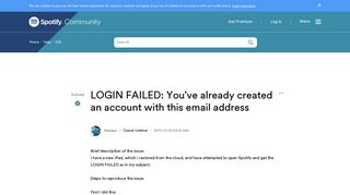 Solved: LOGIN FAILED: You've already created an account wi ...