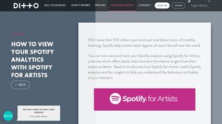 How to View Your Spotify Analytics with Spotify For Artists - Ditto Music