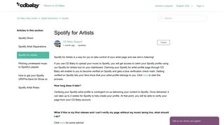 Spotify for Artists – CD Baby Help Center