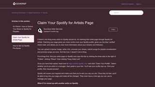 Claim Your Spotify for Artists Page – Soundrop Distribution