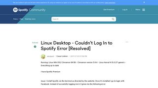 Solved: Linux Desktop - Couldn't Log In to Spotify Error ...