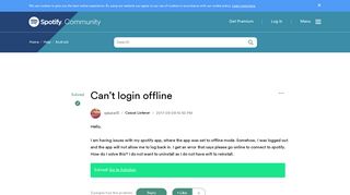 Solved: Can't login offline - The Spotify Community