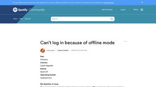 Can't log in because of offline mode - The Spotify Community