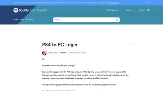 PS4 to PC Login - The Spotify Community