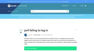 Solved: ps4 failing to log in - The Spotify Community