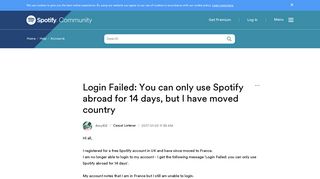 Login Failed: You can only use Spotify abroad for ... - The ...