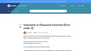 Solved: Username or Password incorrect (Error code: 3) - The ...