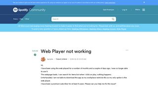 Solved: Web Player not working - The Spotify Community