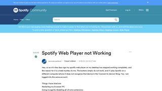 Solved: Spotify Web Player not Working - The Spotify Community