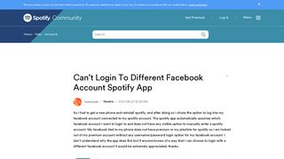 Can't Login To Different Facebook Account Spotify ... - The ...