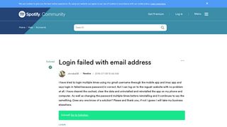 Solved: Login failed with email address - The Spotify Community