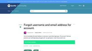 Solved: Forgot username and email address for account. - The ...