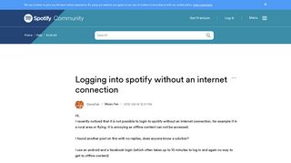 Logging into spotify without an internet connectio... - The ...