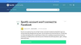Solved: Spotify account won't connect to Facebook - The Spotify ...