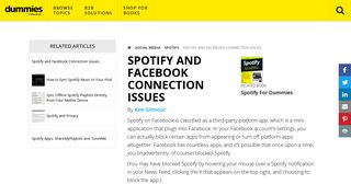 Spotify and Facebook Connection Issues - dummies