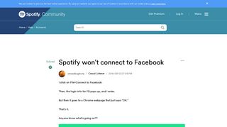 Solved: Spotify won't connect to Facebook - The Spotify Community