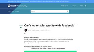Solved: Can't log on with spotify with Facebook - The Spotify ...