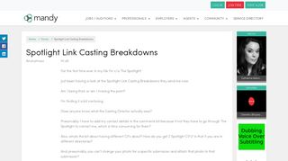 Spotlight Link Casting Breakdowns - Actors - Mandy.com
