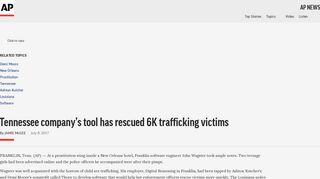 Tennessee company's tool has rescued 6K trafficking victims - AP News